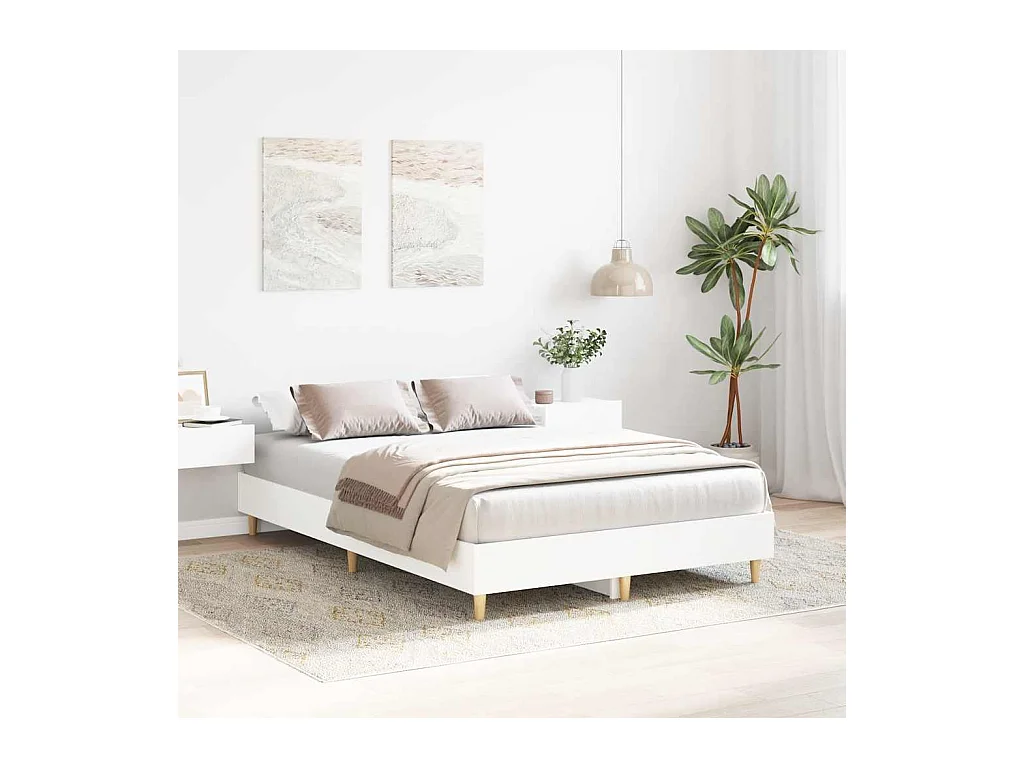 Lit simple | Lit adulte, enfant | Cadre de lit blanc 120x200 cm bois ingénierie