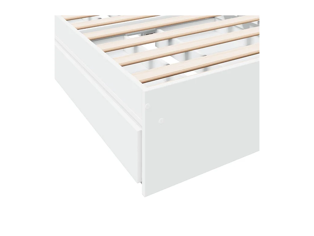 Lit simple | Lit adulte, enfant | Cadre de lit avec tiroirs blanc 90x200 cm