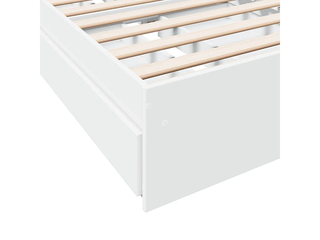 Lit simple | Lit adulte, enfant | Cadre de lit avec tiroirs blanc 90x200 cm