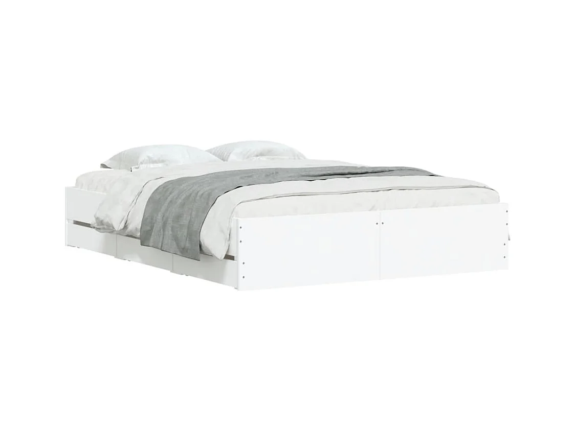 Lit double | Lit adulte | Cadre de lit avec tiroirs blanc 140x190 cm