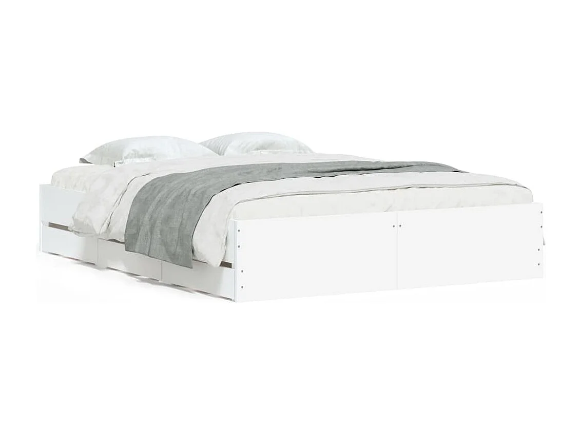 Lit double | Lit adulte | Cadre de lit avec tiroirs blanc 140x190 cm