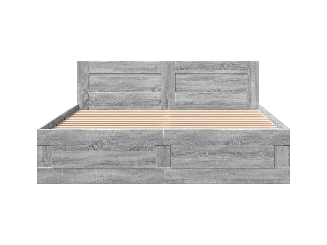 Lit double | Lit adulte | Cadre de lit et tête de lit sonoma gris 160x200 cm