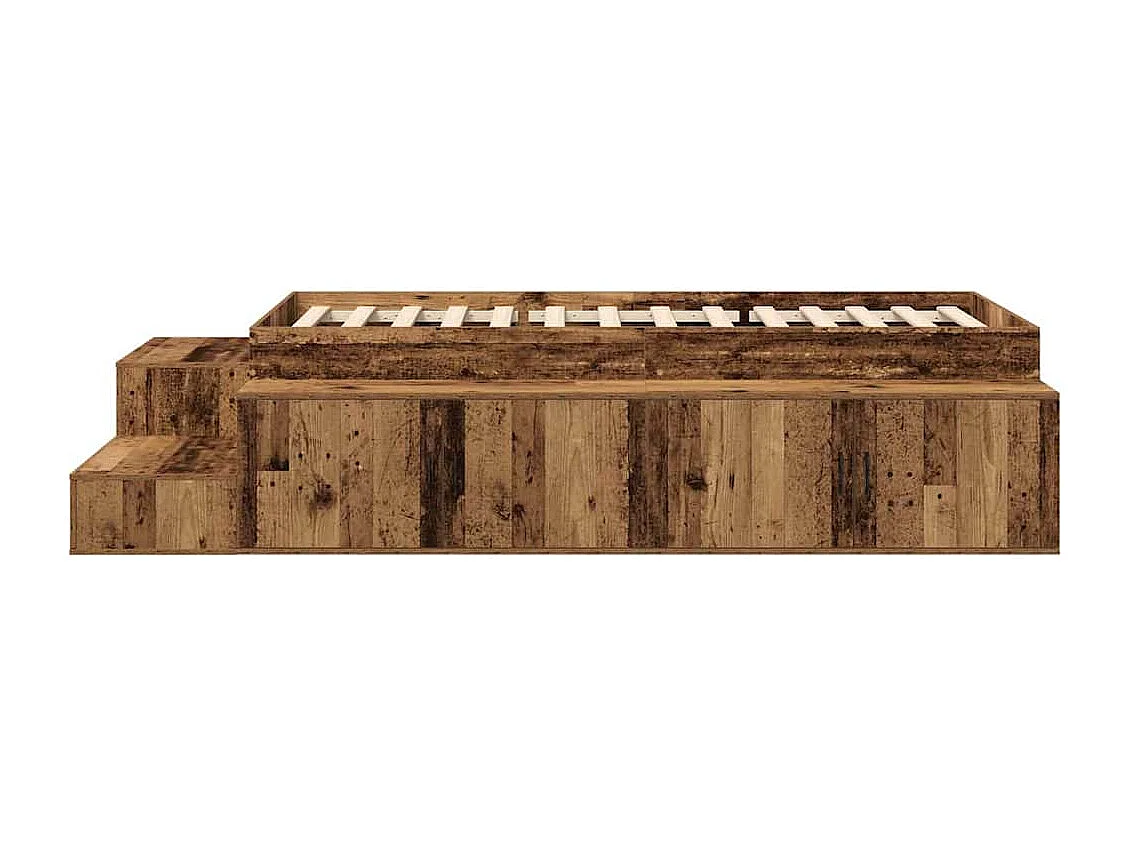 Lit simple | Lit adulte, enfant | Cadre de lit avec rangement Bois ancien 244x127x53.5 cm