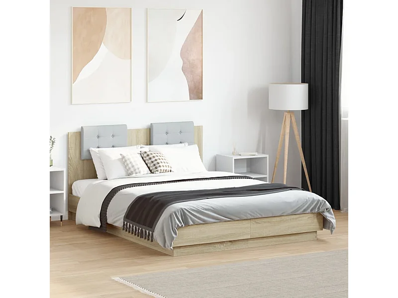 Lit simple | Lit adulte, enfant | Cadre de lit avec LED chêne sonoma 120x190 cm