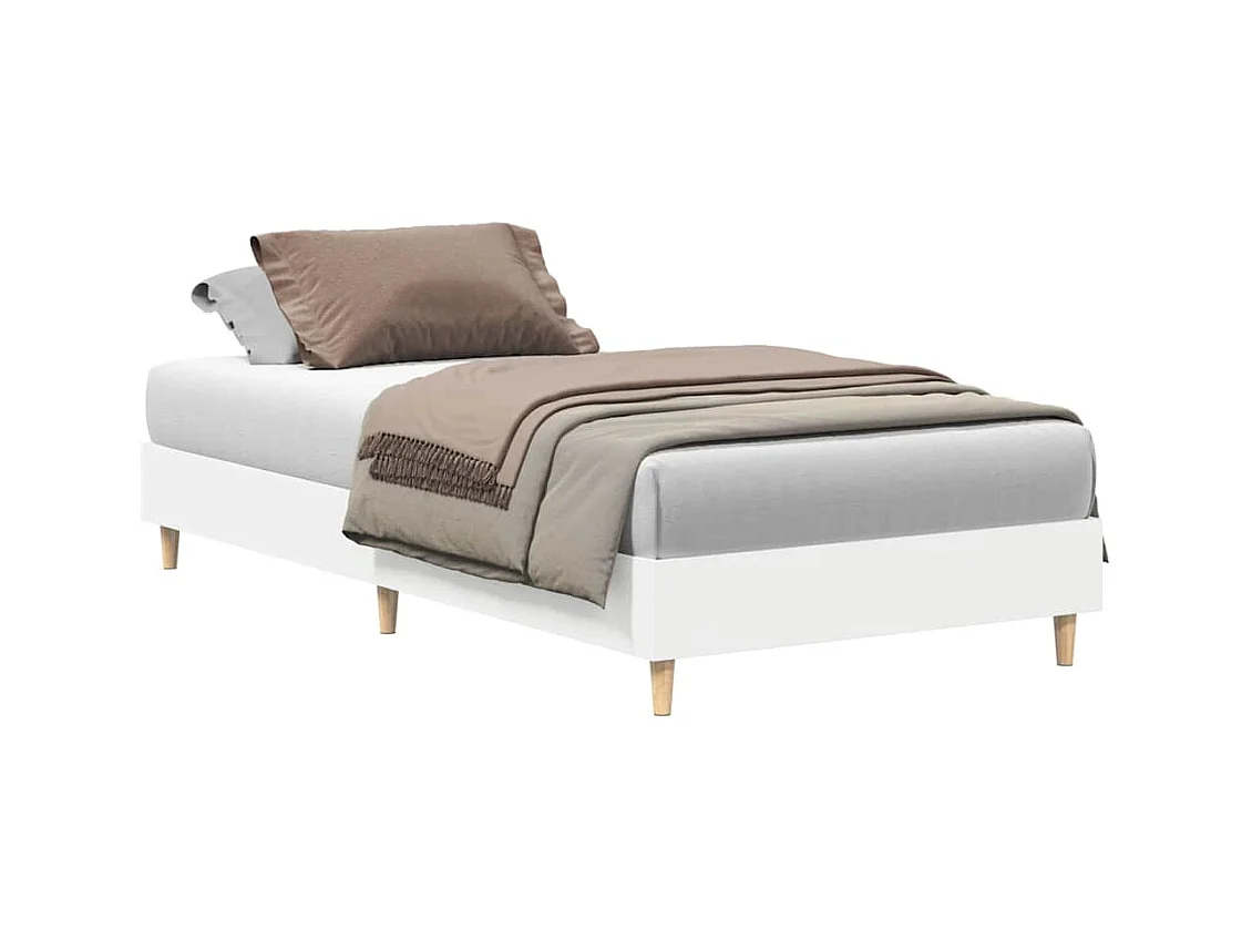 Lit simple | Lit adulte, enfant | Cadre de lit blanc 100x200 cm bois d'ingénierie