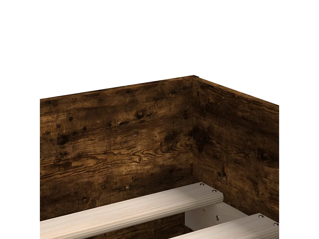 Lit simple | Lit adulte, enfant | Cadre de lit avec tiroirs chêne fumé 100x200 cm