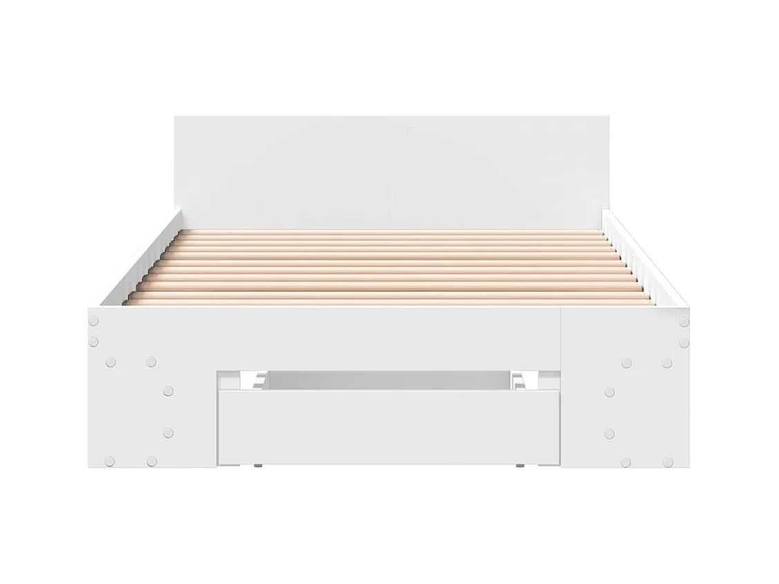 Lit simple | Lit adulte, enfant | Cadre de lit avec tiroir blanc 90x190 cm