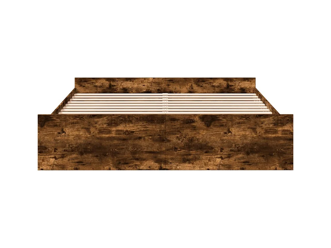 Lit double | Lit adulte | Cadre de lit avec tiroirs chêne fumé 200x200 cm
