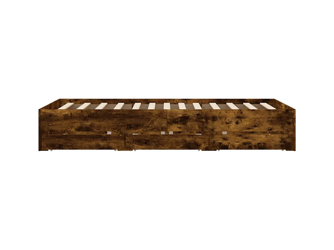 Lit simple | Lit adulte, enfant | Cadre de lit avec tiroirs chêne fumé 120x190 cm