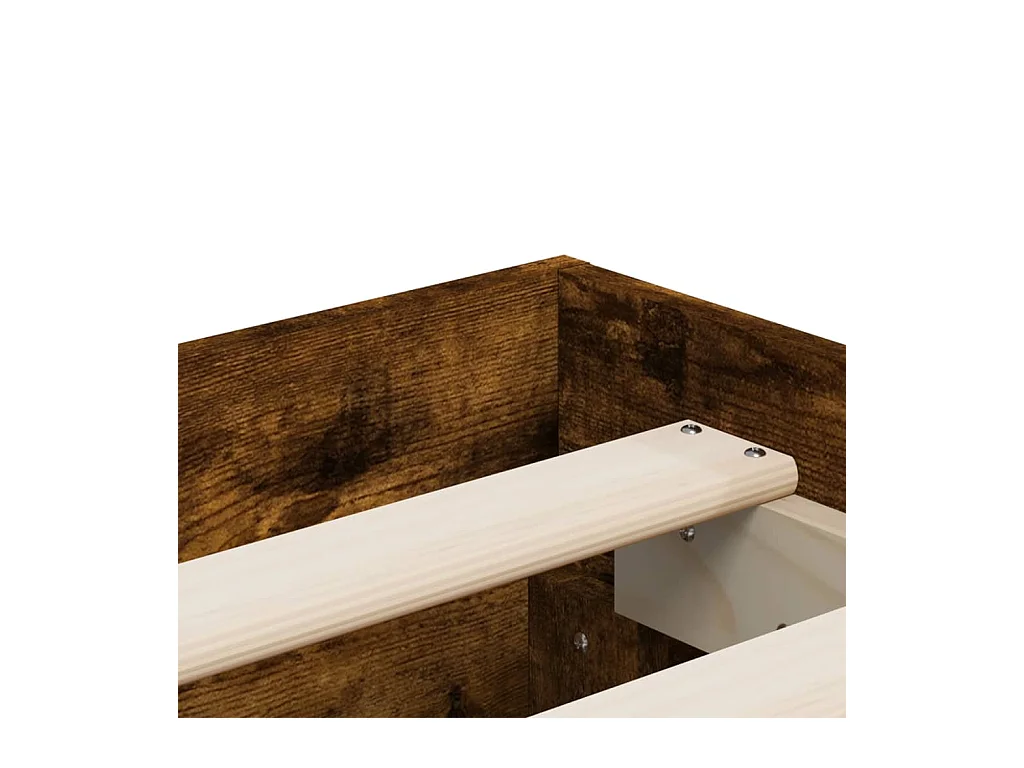 Lit simple | Lit adulte, enfant | Cadre de lit avec tiroirs chêne fumé 120x190 cm