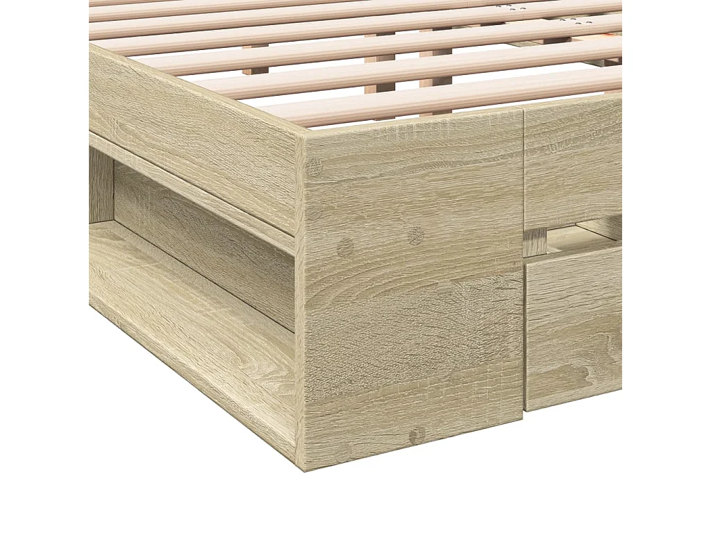 Lit double | Lit adulte | Cadre de lit avec tiroirs chêne sonoma 200x200 cm