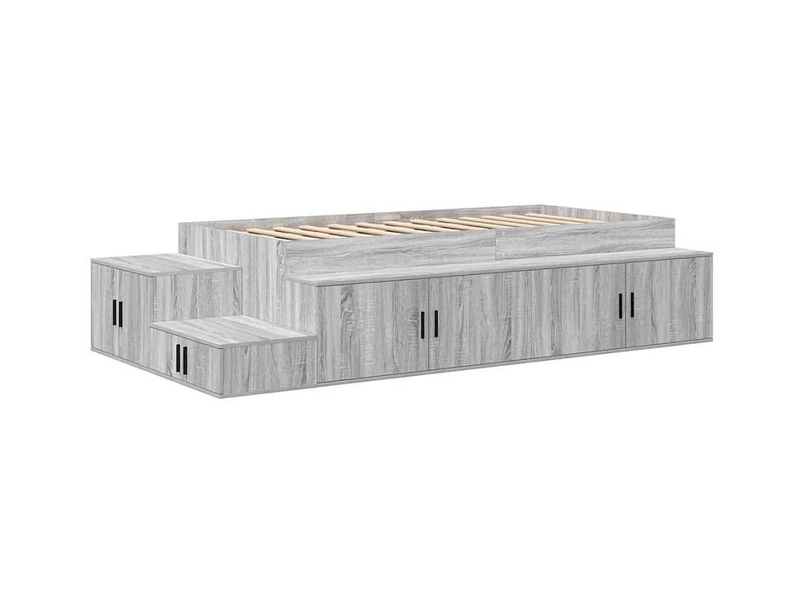 Lit simple | Lit adulte, enfant | Cadre de lit avec rangement Sonoma gris 244x127x53.5 cm