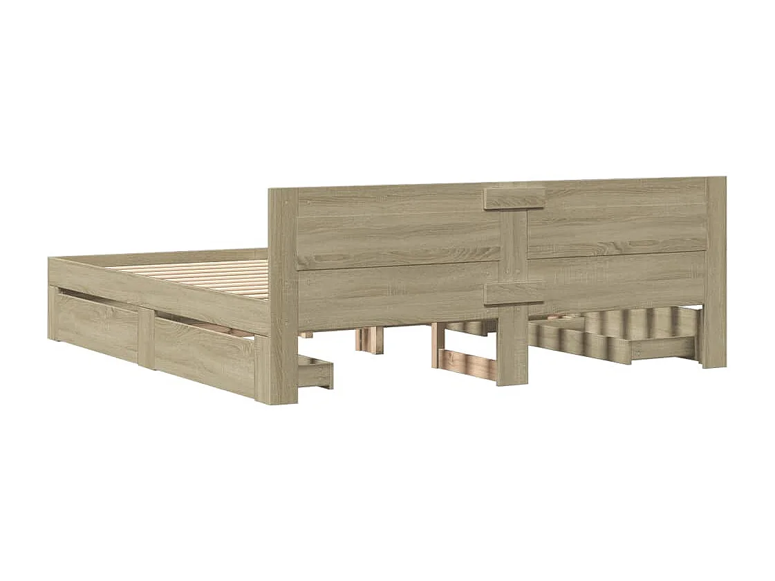 Lit double | Lit adulte | Cadre de lit tête de lit chêne sonoma 200x200 cm