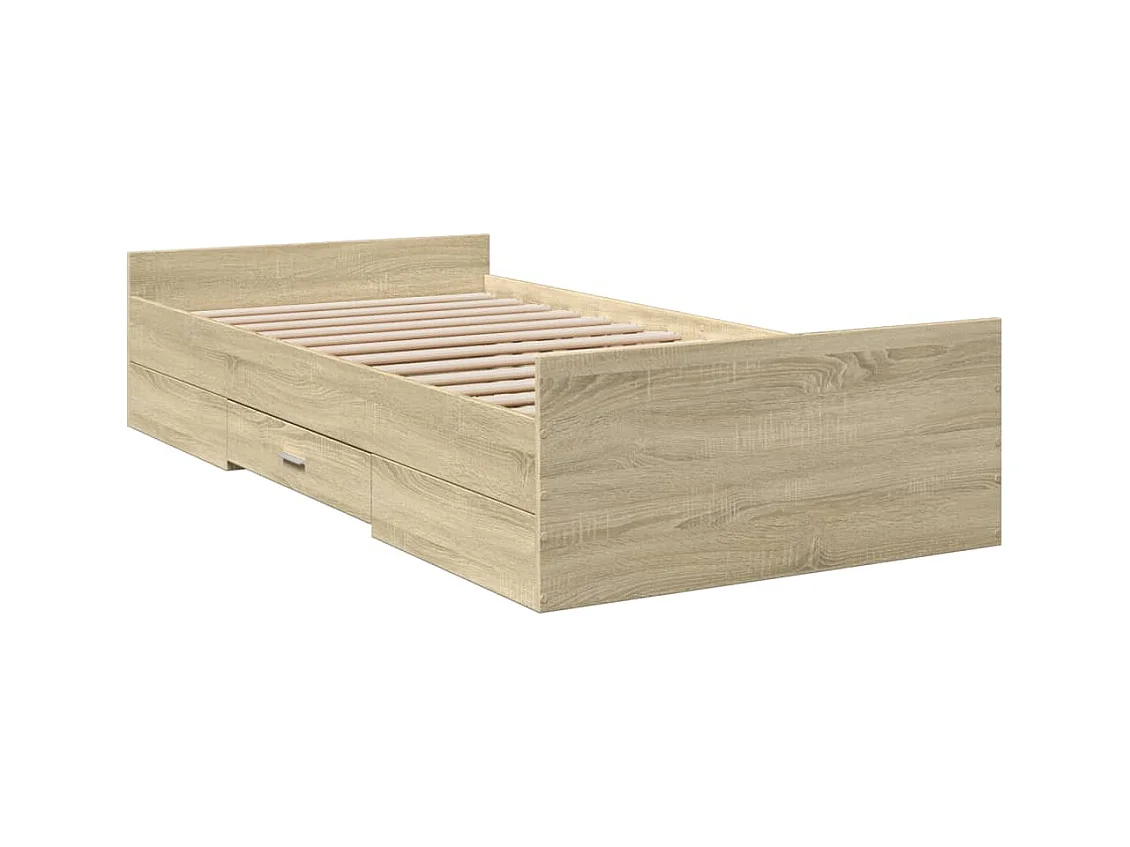Lit simple | Lit adulte, enfant | Cadre de lit avec tiroirs chêne sonoma 90x190 cm