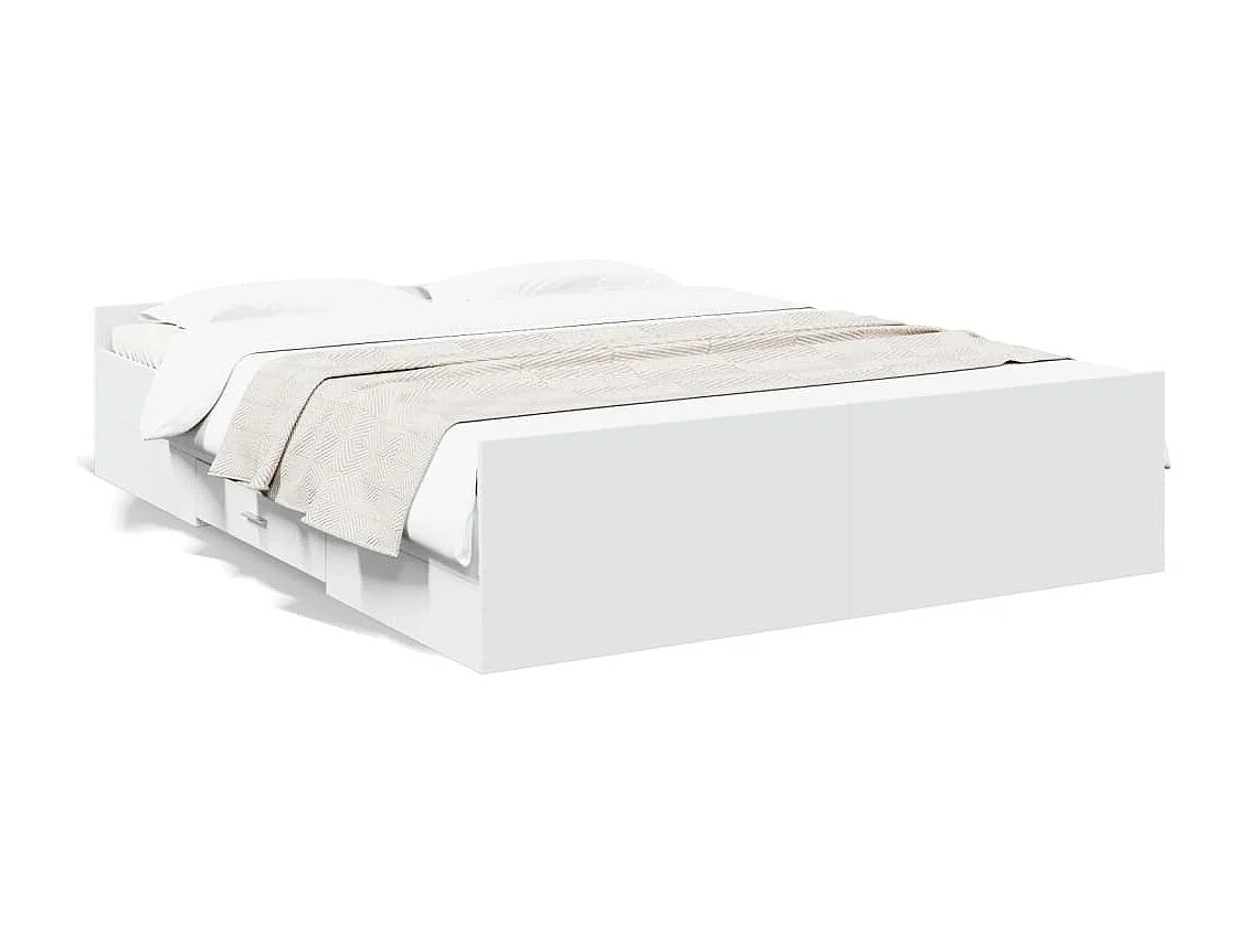 Lit double | Lit adulte | Cadre de lit avec tiroirs blanc 150x200 cm