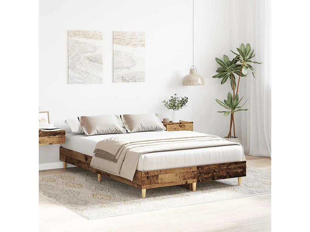 Letto per adulti | Letto singolo | Giroletto senza Materasso Legno Antico 120x200 cm in Truciolato