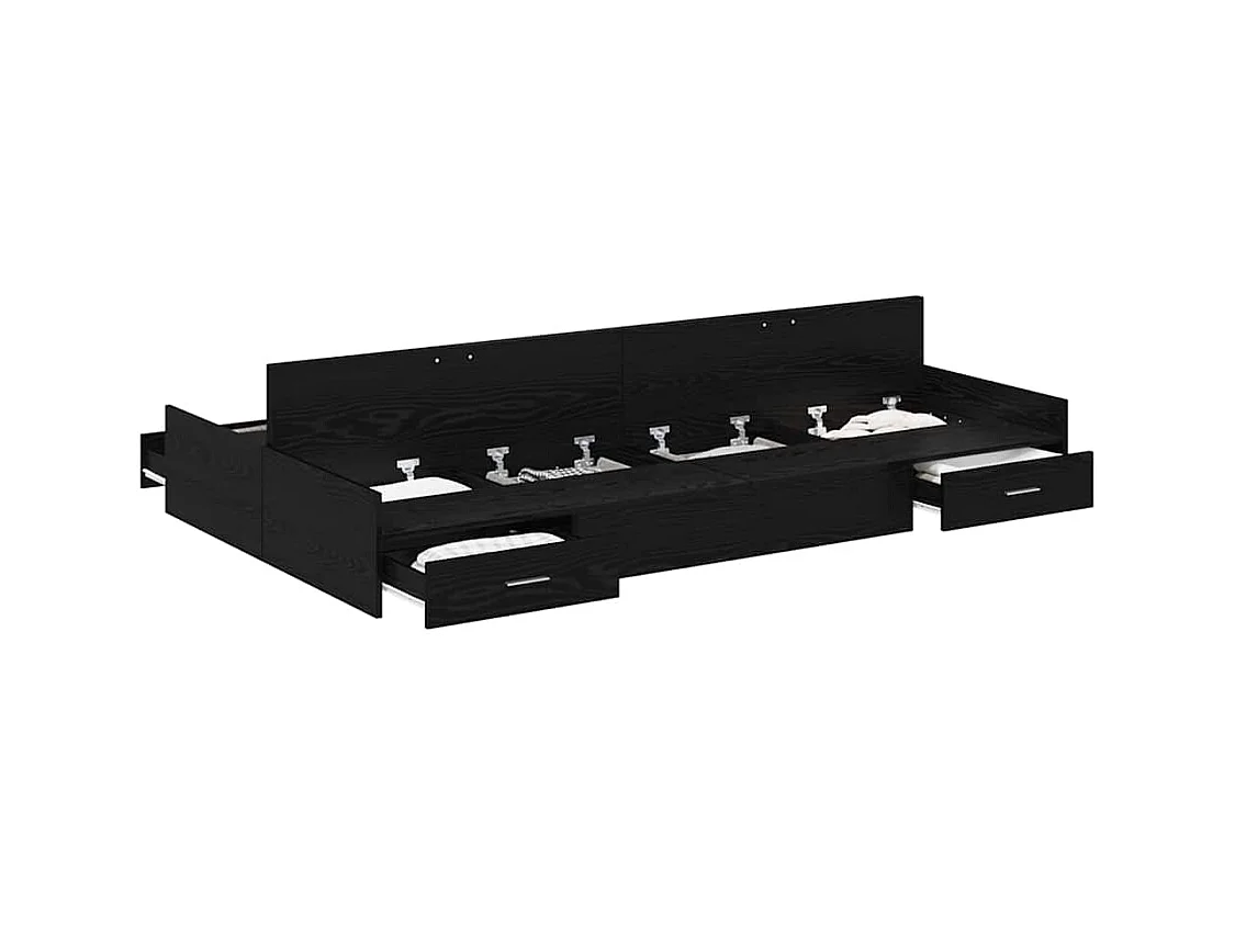 Lit simple | Lit adulte, enfant | Cadre de lit avec rangement avec tiroir Chêne noir 120x190 cm