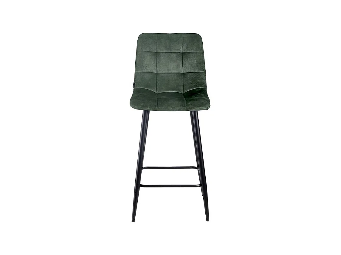 Lot 2 tabourets de bar en velours vert pieds métal noir – NAMI 2