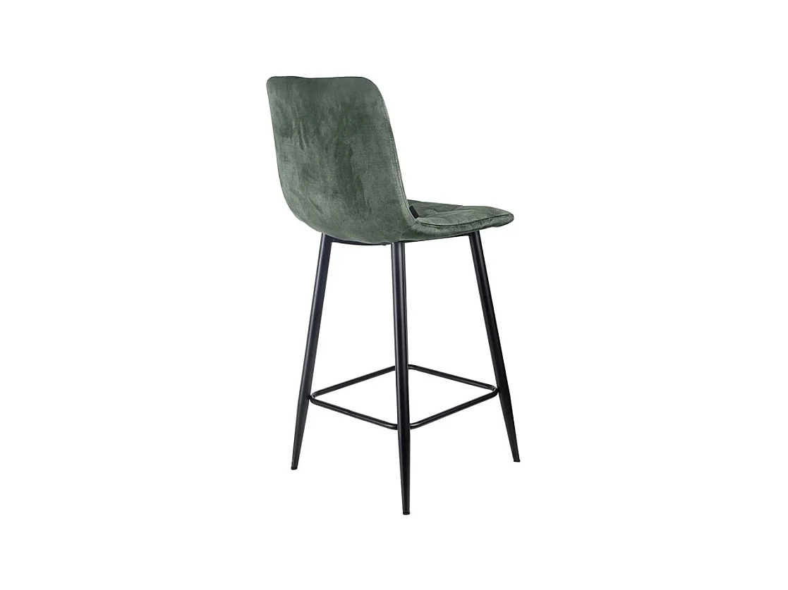 Lot 2 tabourets de bar en velours vert pieds métal noir – NAMI 2