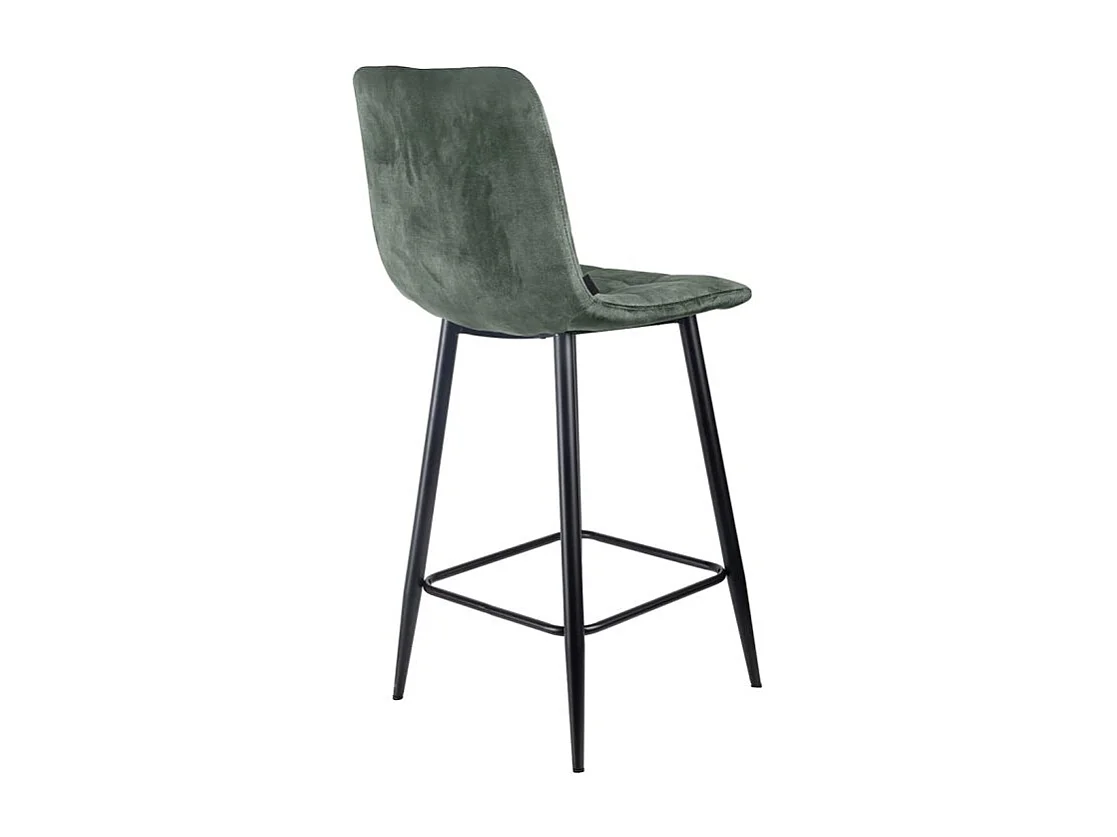 Lot 2 tabourets de bar en velours vert pieds métal noir – NAMI 2
