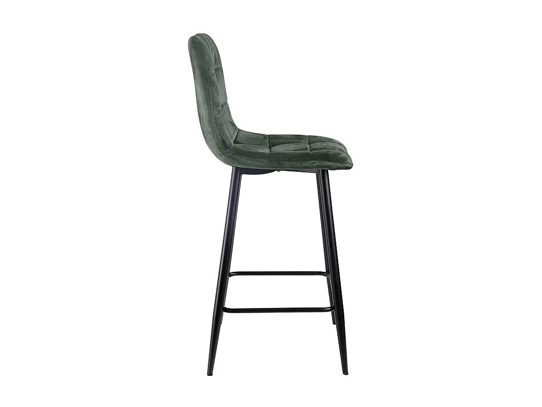 Lot 2 tabourets de bar assise 63 cm velours vert pieds métal – NAMI 2