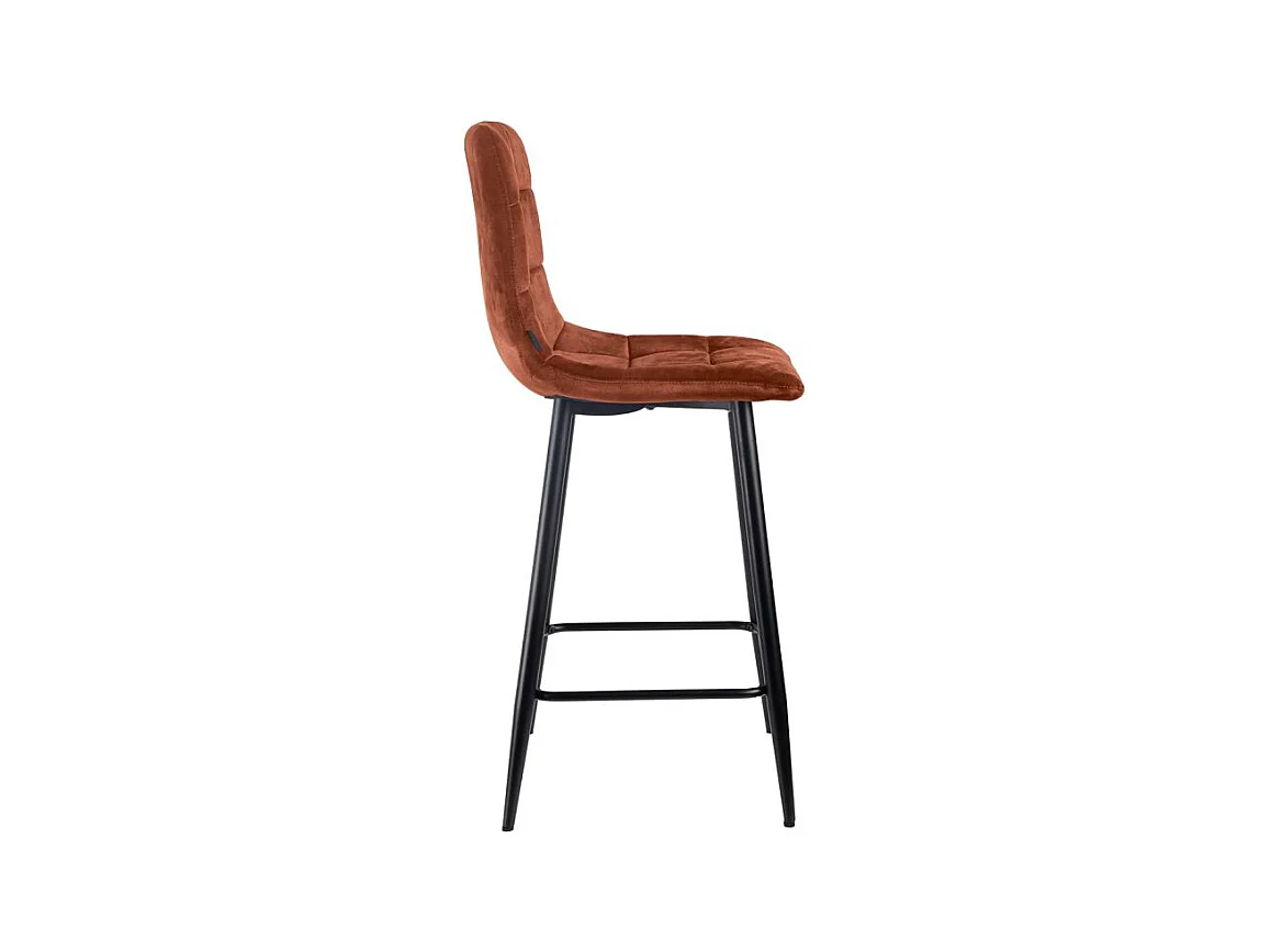 Lot 2 tabourets de bar en velours ocre pieds métal noir – NAMI 2