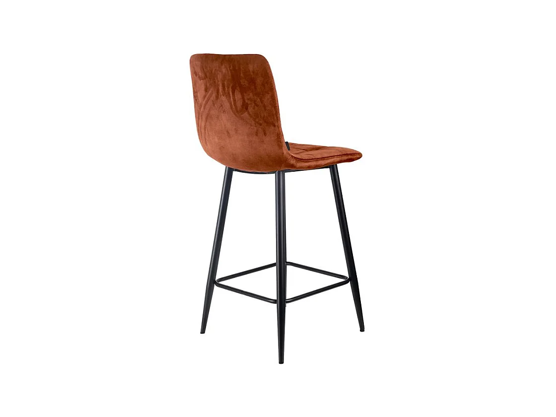 Lot 2 tabourets de bar en velours ocre pieds métal noir – NAMI 2