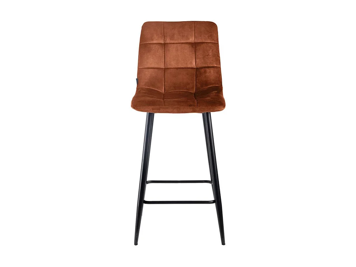Lot 2 tabourets de bar assise 63 cm velours ocre pieds métal – NAMI 2
