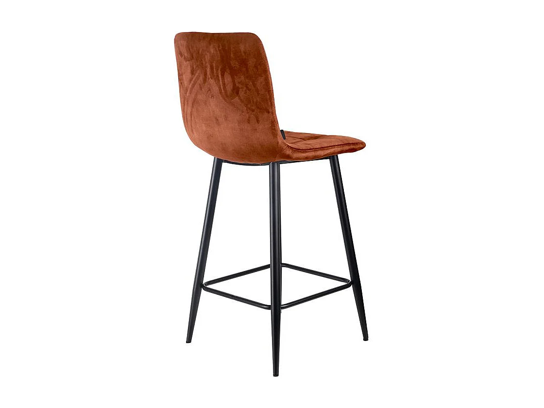 Lot 2 tabourets de bar assise 63 cm velours ocre pieds métal – NAMI 2