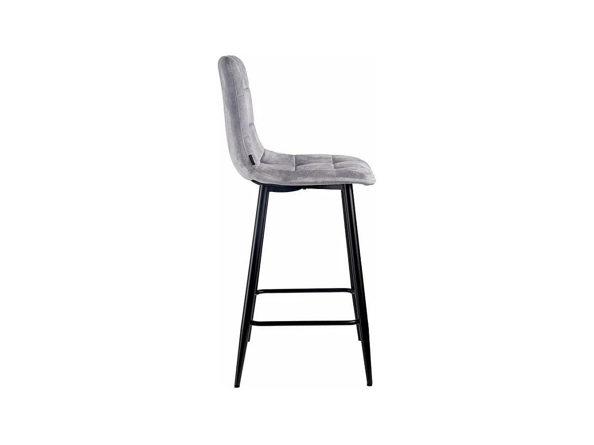 Lot 2 tabourets de bar en velours gris clair pieds métal – NAMI 2