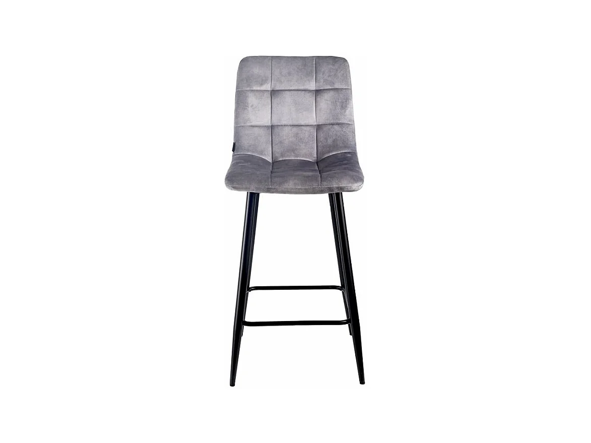 Lot 2 tabourets de bar en velours gris clair pieds métal – NAMI 2