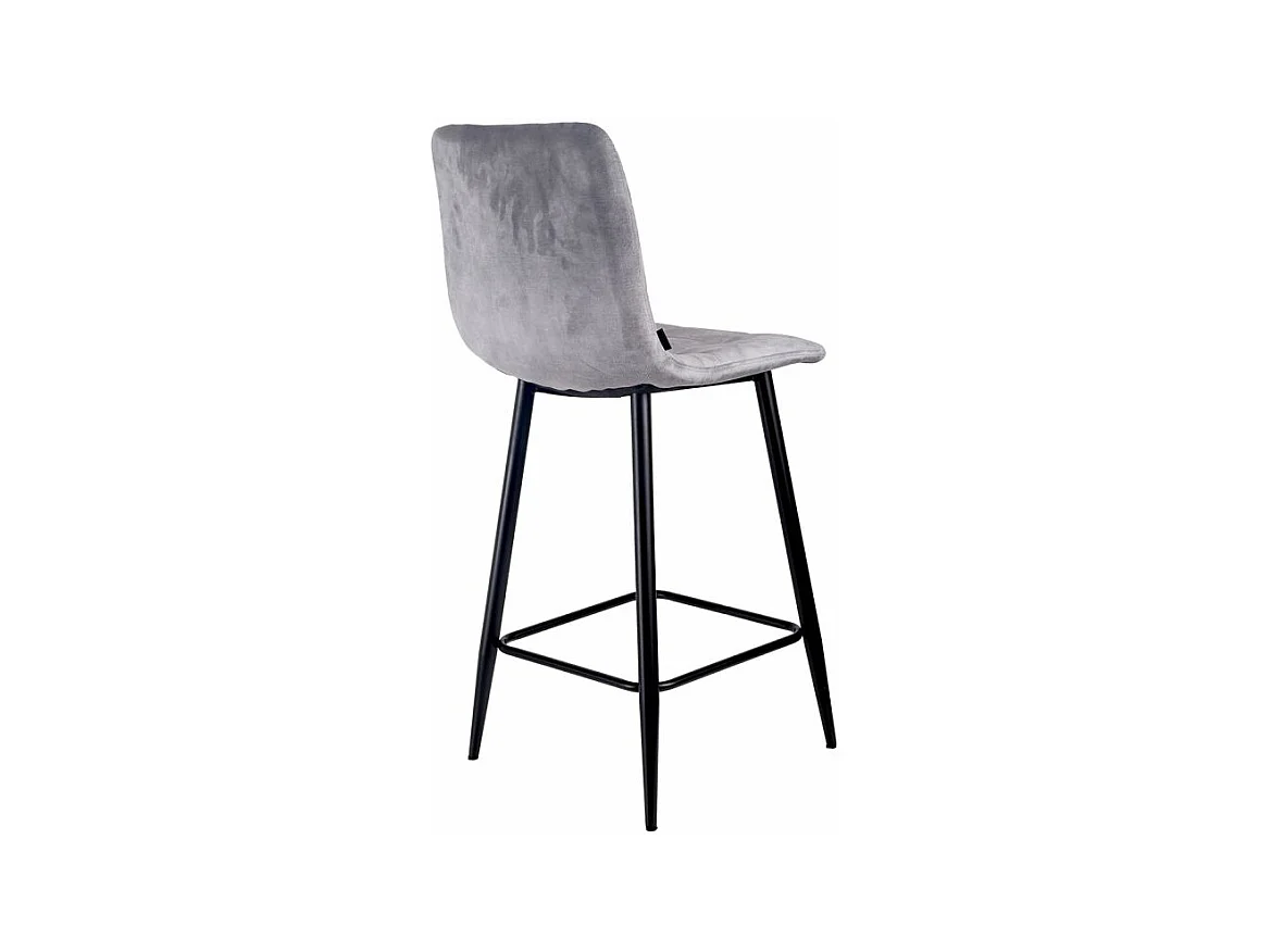 Lot 2 tabourets de bar en velours gris clair pieds métal – NAMI 2