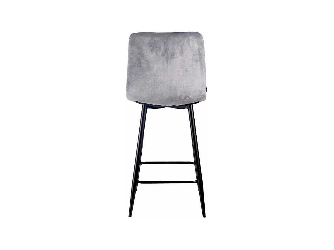 Lot 2 tabourets de bar en velours gris clair pieds métal – NAMI 2