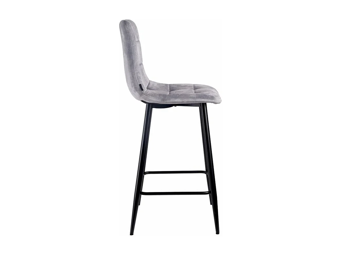 Lot 2 tabourets de bar en velours gris clair pieds métal – NAMI 2