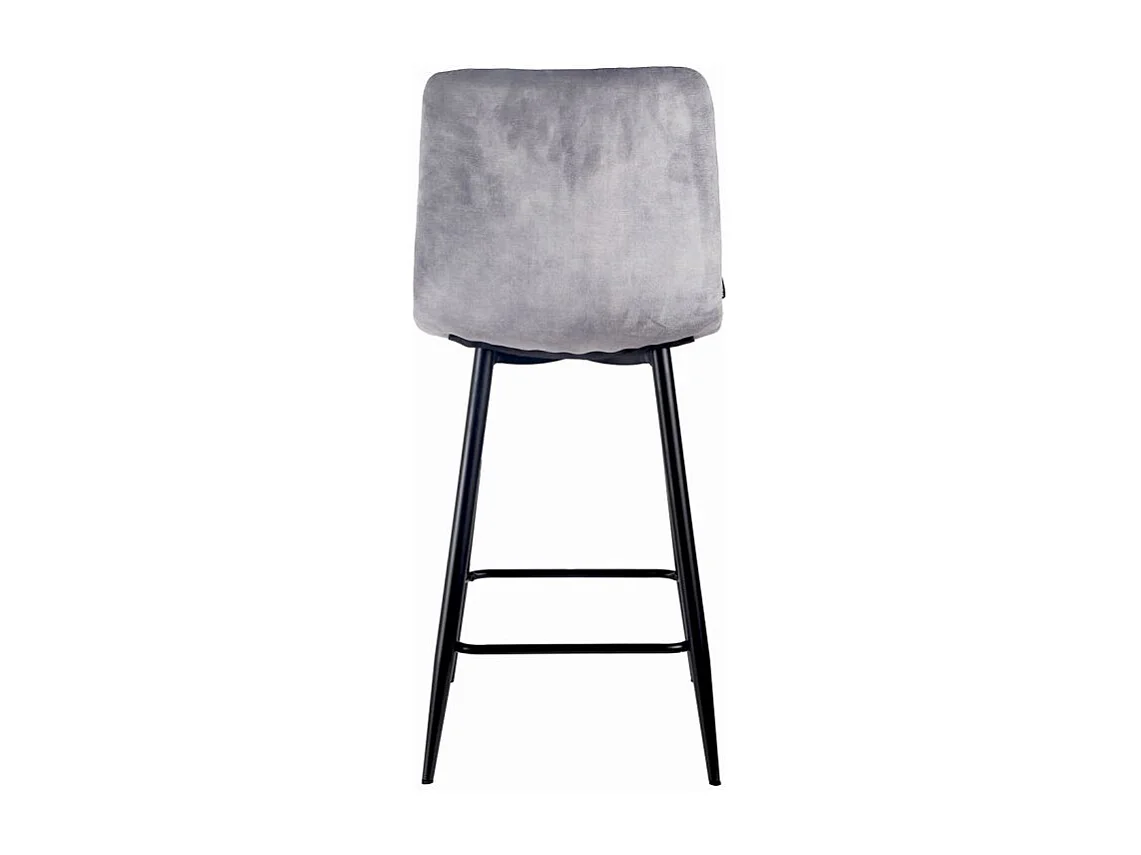 Lot 2 tabourets de bar en velours gris clair pieds métal – NAMI 2