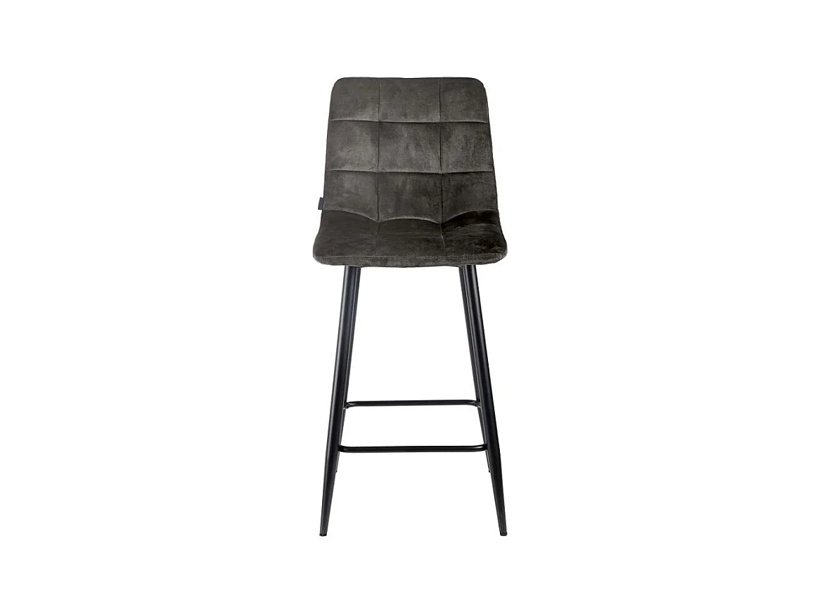 Lot 2 tabourets de bar velours gris anthracite pieds métal – NAMI 2
