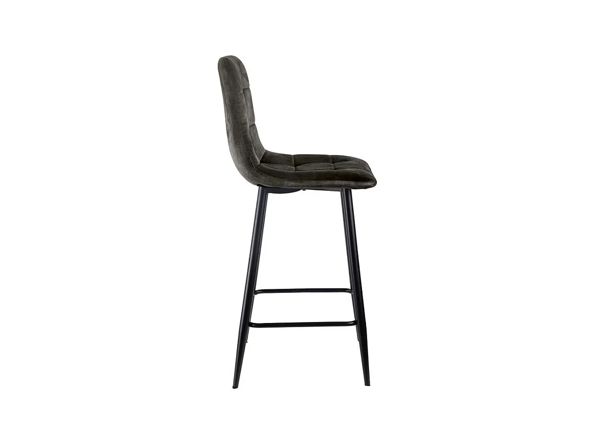 Lot 2 tabourets de bar velours gris anthracite pieds métal – NAMI 2