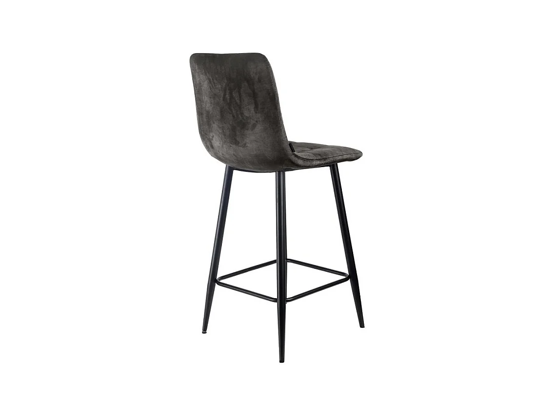 Lot 2 tabourets de bar velours gris anthracite pieds métal – NAMI 2