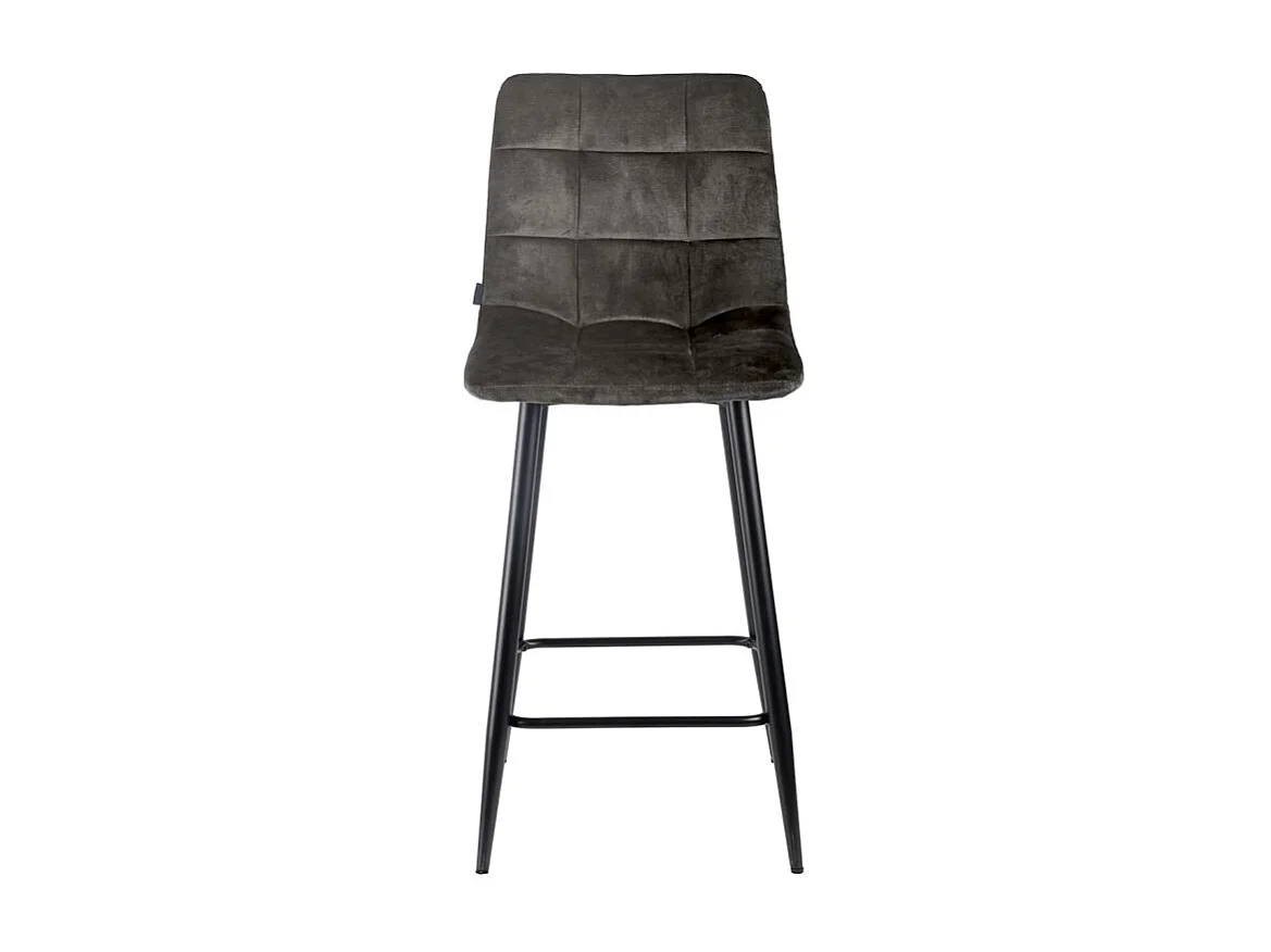 Lot 2 tabourets de bar velours gris anthracite pieds métal – NAMI 2