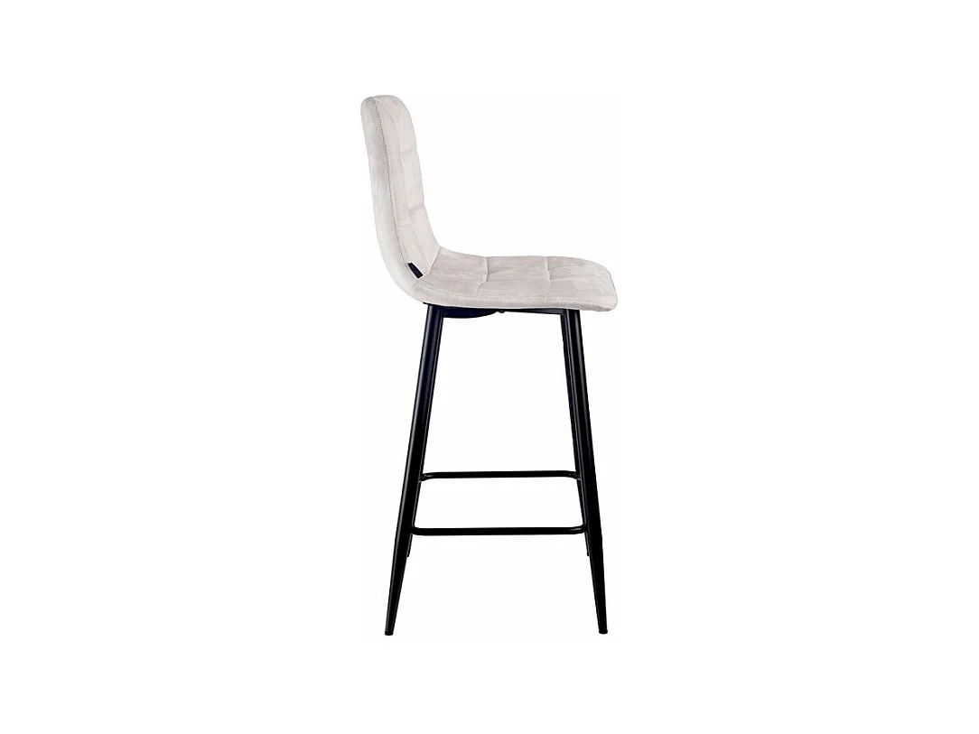 Lot 2 tabourets de bar en velours écru pieds métal noir – NAMI 2