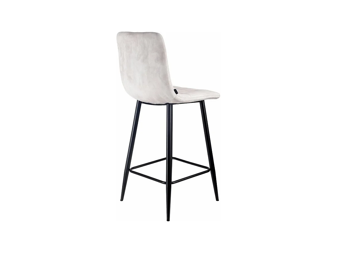 Lot 2 tabourets de bar en velours écru pieds métal noir – NAMI 2