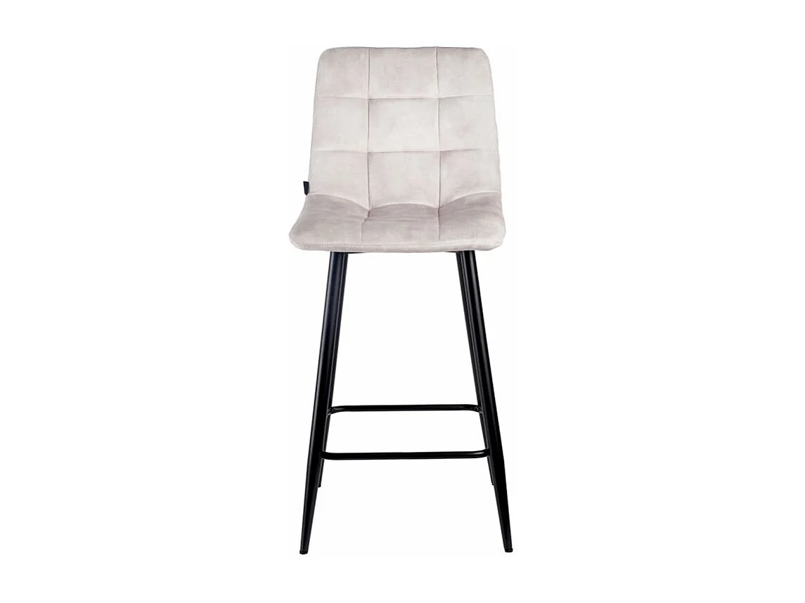 Lot 2 tabourets de bar assise 63 cm velours écru pieds métal – NAMI 2