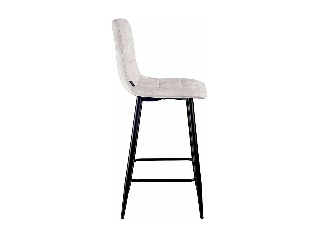 Lot 2 tabourets de bar assise 63 cm velours écru pieds métal – NAMI 2