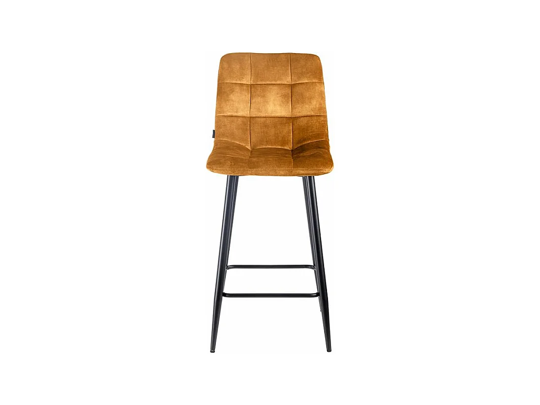 Lot 2 tabourets de bar en velours jaune pieds métal noir – NAMI 2