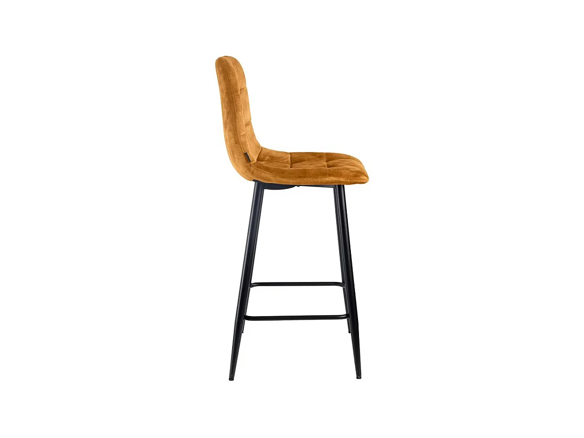 Lot 2 tabourets de bar en velours jaune pieds métal noir – NAMI 2