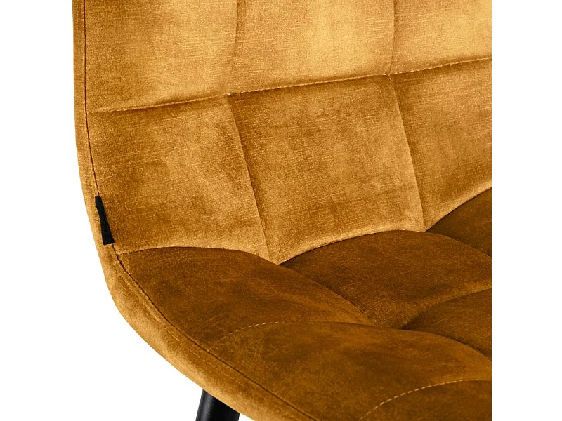 Lot 2 tabourets de bar en velours jaune pieds métal noir – NAMI 2