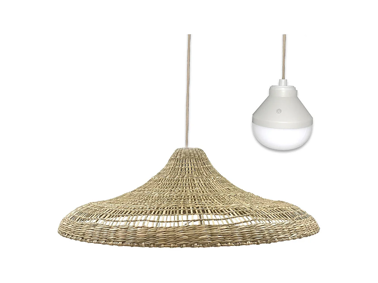 Suspension nomade FREYA LARGE Bois Herbe marine D70 cm