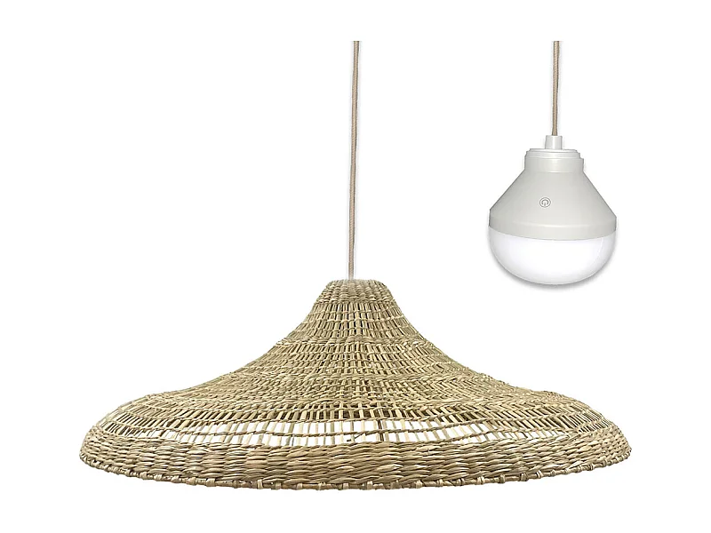 Suspension nomade FREYA LARGE Bois Herbe marine D70 cm