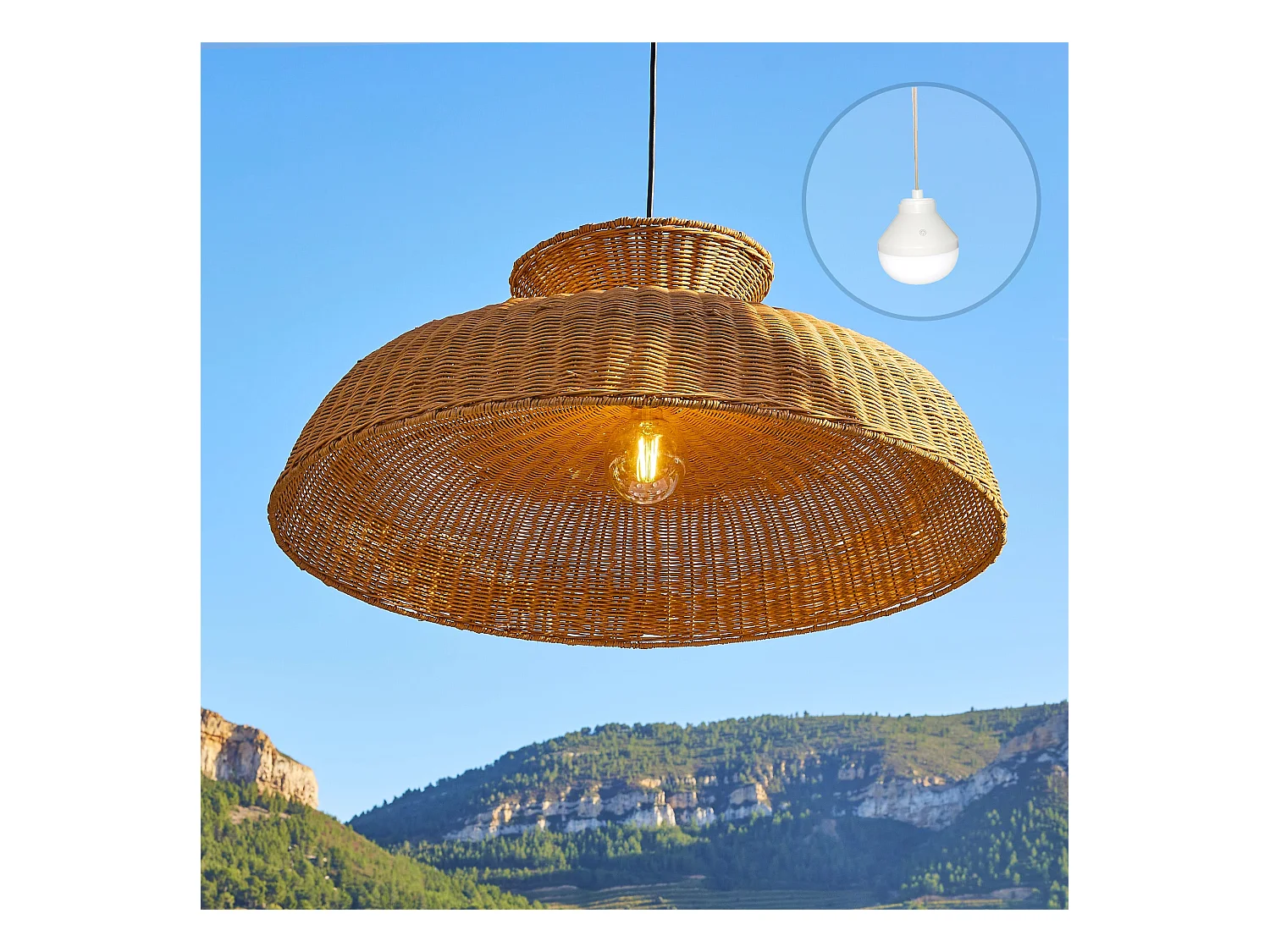 Suspension nomade DARMA Beige Rotin D80 CM