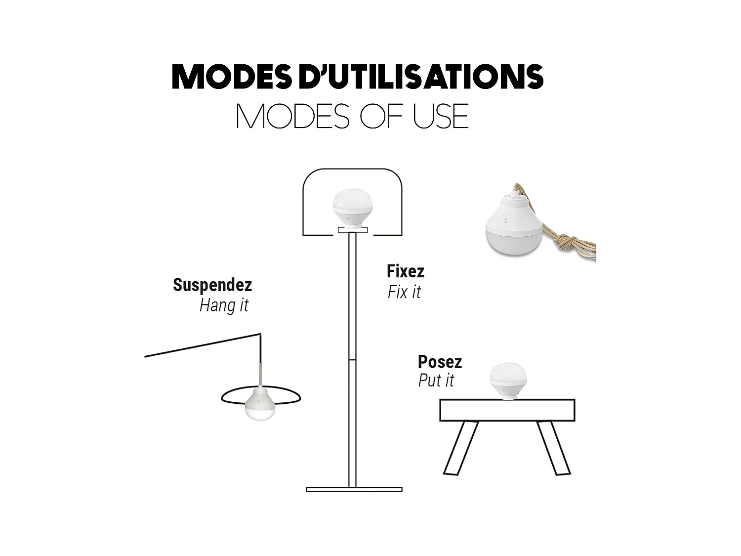 Suspension nomade DARMA Beige Rotin D80 CM